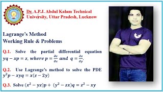 4 Lagrange’s Method to Solve Partial Differential EquationUNIT1MathematicsIVAKTUBAS303BAS403 [upl. by Takeshi]