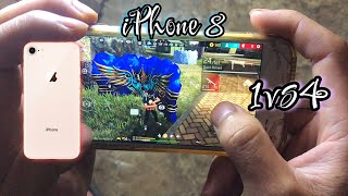 iPhone 8 ⚡️ Handcam 2024 Free Fire ❤️‍🔥 1vs4 😱 [upl. by Ilan]