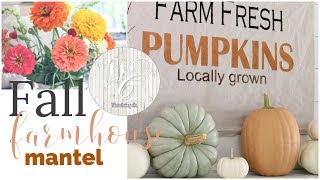 Fall Farmhouse Mantel  Farmhouse Style Decor  Autumn Mantel [upl. by Allevon367]