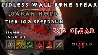 Lidless Wall Bone Spear Necromancer Tier 100 Garan Hold Deathless Speedrun build after run [upl. by Ruosnam]