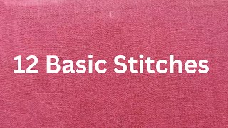 12 BASIC STITCHES for beginners  hand embroidery basic stitches tutorial 🌞 SunEmbroidery [upl. by Ellainad]