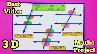 Parallel lines and its transversalCorresponding and Alternet AnglesMaths working modelProject 👍 [upl. by Dana10]