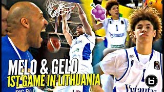 LaMelo Ball Gets JELLY amp LiAngelo DUNKING In FIRST PRO GAME IN LITHUANIA Full Highlights [upl. by Nagap]