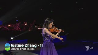 Schools Spectacular 2018  11 yo violin girl Justine Zhang plays Kreisler Praeludium and Allegro [upl. by Kohsa]