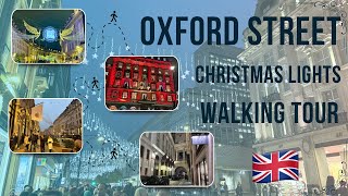 Oxford Street to Regent Street Lights Walking Tour [upl. by Aisel]