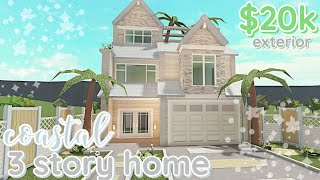 Coastal Bloxburg House Build 2 Story Exterior WITH VOICE [upl. by Johanna]