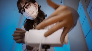 ASMR 手術用ゴム手袋で耳をいっぱい触る👂  ジェルマッサージ  Surgical rubber gloves Gel massage [upl. by Ahsyia]