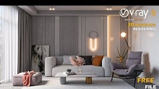 Modern Living room  Interior Design  Vray 5 Sketchup interiorsketchup Vray vraytutorial [upl. by Starling]