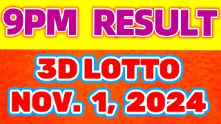 HATAW na 3D LOTTO RESULT TODAY 9PM NOVEMBER 1 2024  LOTTO RESULT 9PM [upl. by Painter]