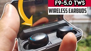 F9 50 TWS Bluetooth Earphones 50 Unboxing Black  New Generation Heavy Bass [upl. by Aitnohs]