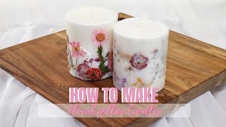 How to make Pillar Floral CANDLES 2 different ways flowercandles [upl. by Quickman]