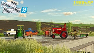 PUTTING OUR NEW HAY EQUIPMENT TO WORK RALING AND BALING HAY FARMING SIMULATOR 22 1980s ROLPLAY [upl. by Hanikas]