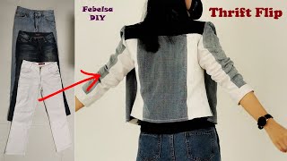 V052 Free Patterns Colorblock Denim Jacket Thrift Flip  Tái chế quần áo [upl. by Hax]