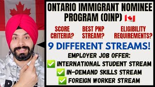 Part 1 Canada PR via Ontario Immigrant Nominee Program OINP  9 Streams Criteria InDemand Jobs [upl. by Iloj812]