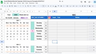 2024 Social Media Planner Calendar in Google Sheets FREE Template [upl. by Conlen696]