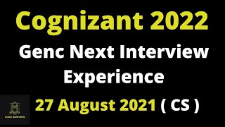 Cognizant Genc Next Interview Experience  TR And HR Ques  CS Candidate  Python Developer Profile [upl. by Pickett]