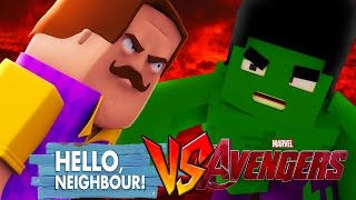 HELLO NEIGHBOUR VS THE AVENGERS  Minecraft Challenge [upl. by Annod]