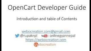 Introduction and Table of contents  Opencart development [upl. by Ailima]