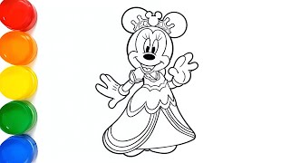 How to Make Minnie Mouse Drawing Minnie Mouse Drawing Painting and Coloring Pages for Kids [upl. by Stanzel436]