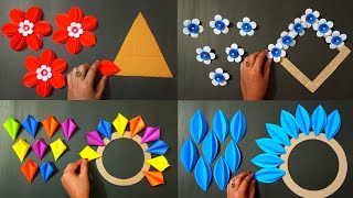 4 Wall Hanging Craft Ideas With Paper Easy  Flower Making With Paper Wall Wanging [upl. by Laurel962]