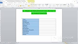 EL ORDEN DE REALIZACION DEL PROYECTO DE INVESTIGACION [upl. by Adnouqal]