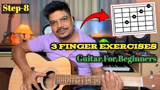 3 Guitar finger exercises for beginners  finger stretching exercises guitar Masterclass Step8 [upl. by Ezzo]