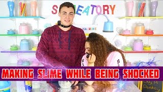 MAKING SLIME WHILE BEING SHOCKED CHALLENGE in the slimeatory [upl. by Yeltnarb]