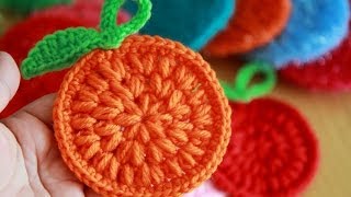 Crochet knitted orange sponges 3 코바늘뜨기 수세미 도안 오렌지수세미뜨기 세번째 [upl. by Luttrell]