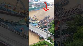 Wow  Very heavy flood shorts truck excavator bulldozer [upl. by Haceber]