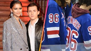 Tom Holland and Zendaya Wear MATCHING Jerseys With Each Others Names [upl. by Oryaj754]