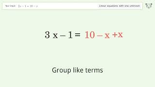 Solve 2x110x Linear Equation Video Solution  Tiger Algebra [upl. by Fruma112]