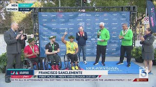 2024 LA Marathon wheelchair winners honored [upl. by Namurt]