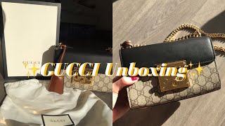 GUCCI Unboxing  Gucci Padlock GG Supreme Shoulder Bag ♡ [upl. by Attenal]