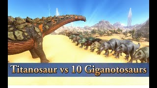 Titanosaur vs 10 Giganotosaurs  ARK Survival Evolved  Cantex [upl. by Yemirej]