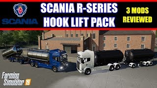 Farming Simulator 19  Scania RSeries HookLift Pack Mod Review [upl. by Garold]