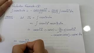 Reduction Formula 6  Reduction Formula cosecnx [upl. by Ahsei992]