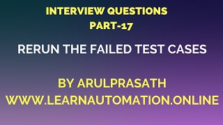 TestNG Interview Questions  PART17  How to rerun failed test cases  Tamil [upl. by Jule]