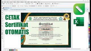 cara cetak sertifikat otomatis kombinasi corel draw dan microsoft excel [upl. by Ahsatak]