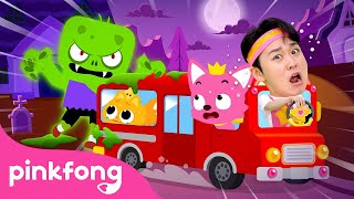 The Wheels on the Halloween Bus go Round and Round  Escape the Monsters  Hoi  Official Pinkfong [upl. by Neelhtac]