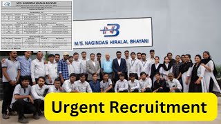 Urgent Openings  BscMscBpharmMpharmITIDiplomaMBAAny Degree  MS Nagindas Hiralal Bhayani [upl. by Alig355]