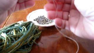 Stringing Beads onto Yarn for Knitting [upl. by Fanchet]