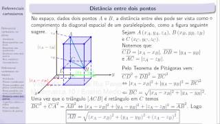 Referenciais cartesianos no espaço  Aula 6 Distância entre dois pontos [upl. by Ynohta757]