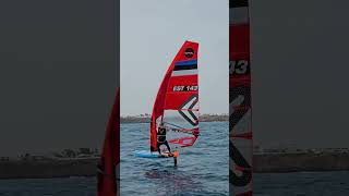 IQFoil downwind reach in Lanzarote windsurfing surfing olympics athlete waves [upl. by Annij316]