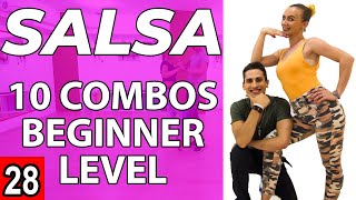 Salsa Tutorial 28 10 beginner salsa patternscombos  by MariusampElena 2020 [upl. by Renie968]