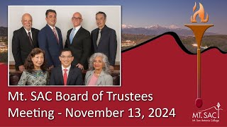 Mt SAC Board of Trustees November meeting [upl. by Retse]