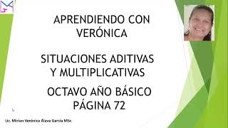 Situaciones aditivas y multiplicativas Octavo AB página 72 [upl. by Girvin]