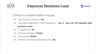 Paysense Business Loan  Interest Rate Eligibility Criteria Processing Fee amp charges [upl. by Amaso]