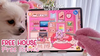 Free Pink House Design🩷🏠 Free Items  Play Toca Boca With My Dog  Toca Boca Free House Ideas [upl. by Atig]