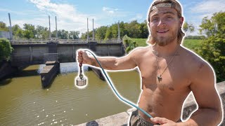 Magnet Fishing Next To A Spillway [upl. by Alyehc]