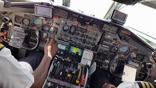 FlySax DC914 5YSAZ Flightdeck Takeoff from Mombasa [upl. by Aihsital]